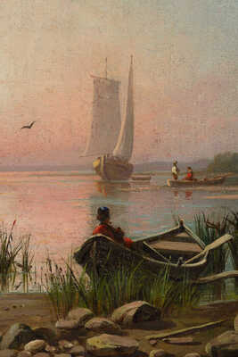 Гине Александр Васильевич.  Пейзаж с лодкой